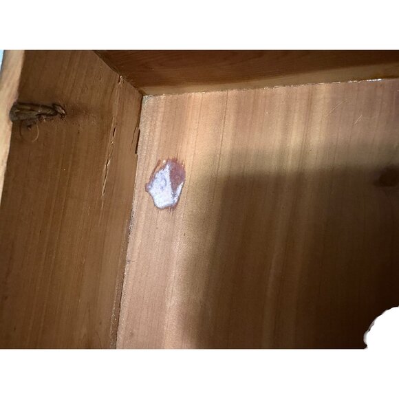 Wooden Jewelry Trinket Box Floral Carving Cottage Scene Mirror Rounded Lid Vtg - Picture 5 of 12